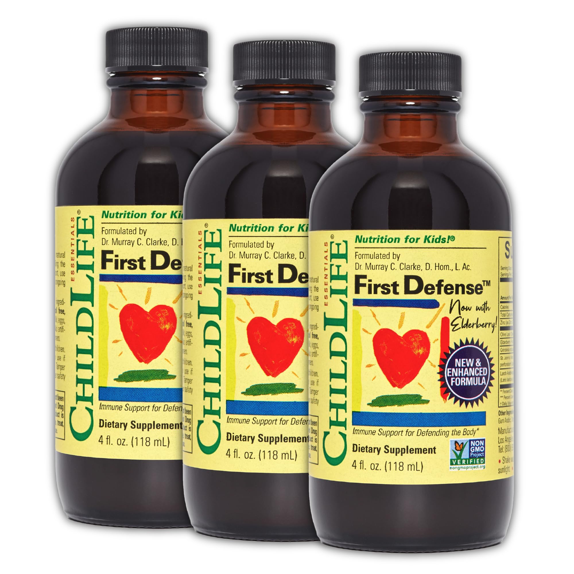 CHILDLIFE ESSENTIALS Premier Defense, bouteille-sirope, soutien potentiel au système immunitaire des enfants.