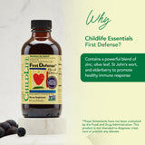 CHILDLIFE ESSENTIALS Premier Defense, enfant boit le sirop, utilisation quotidienne facile.