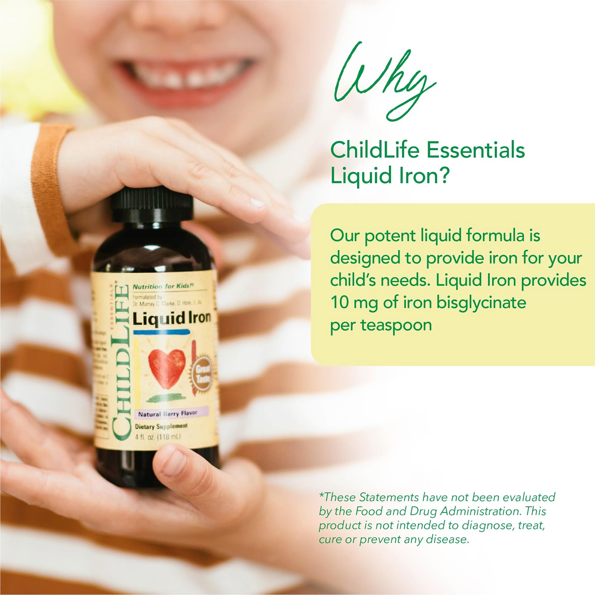 Arôme naturel de framboise sur CHILDLIFE ESSENTIALS fer liquide.