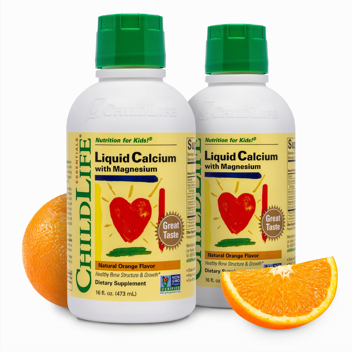 CHILDLIFE ESSENTIALS Bouteille calcium liquide orange, pratique et facile à intégrer.