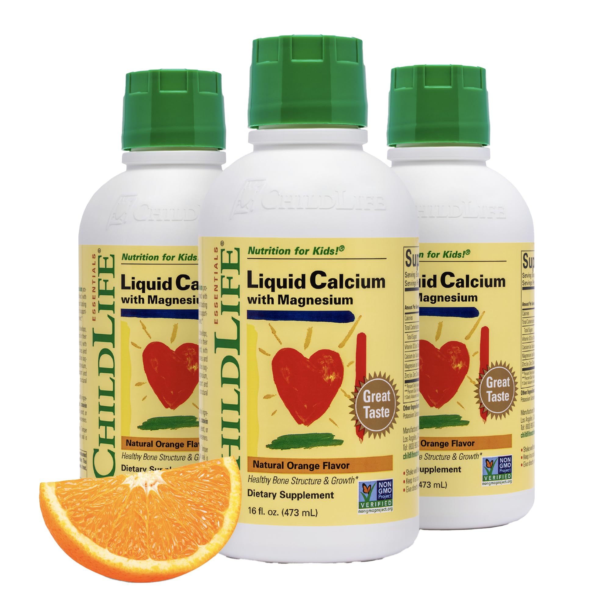 CHILDLIFE ESSENTIALS Calcium liquide, bouteille orange, soutient le développement osseux des enfants
