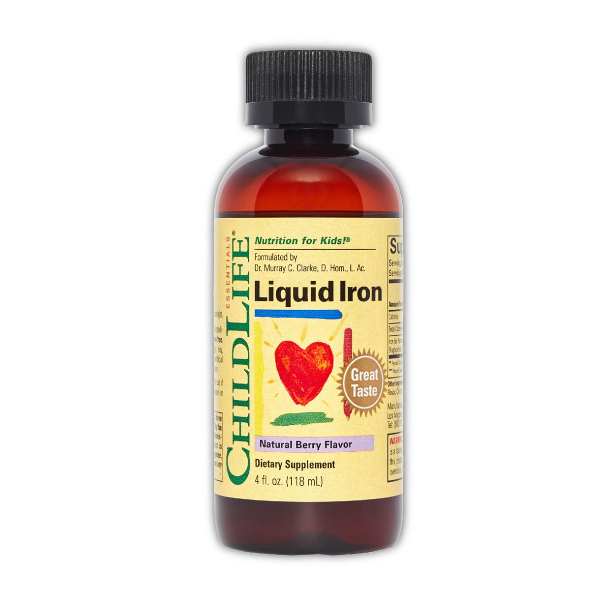 CHILDLIFE ESSENTIALS fer liquide en bouteille pour enfants, pratique et facile à prendre.