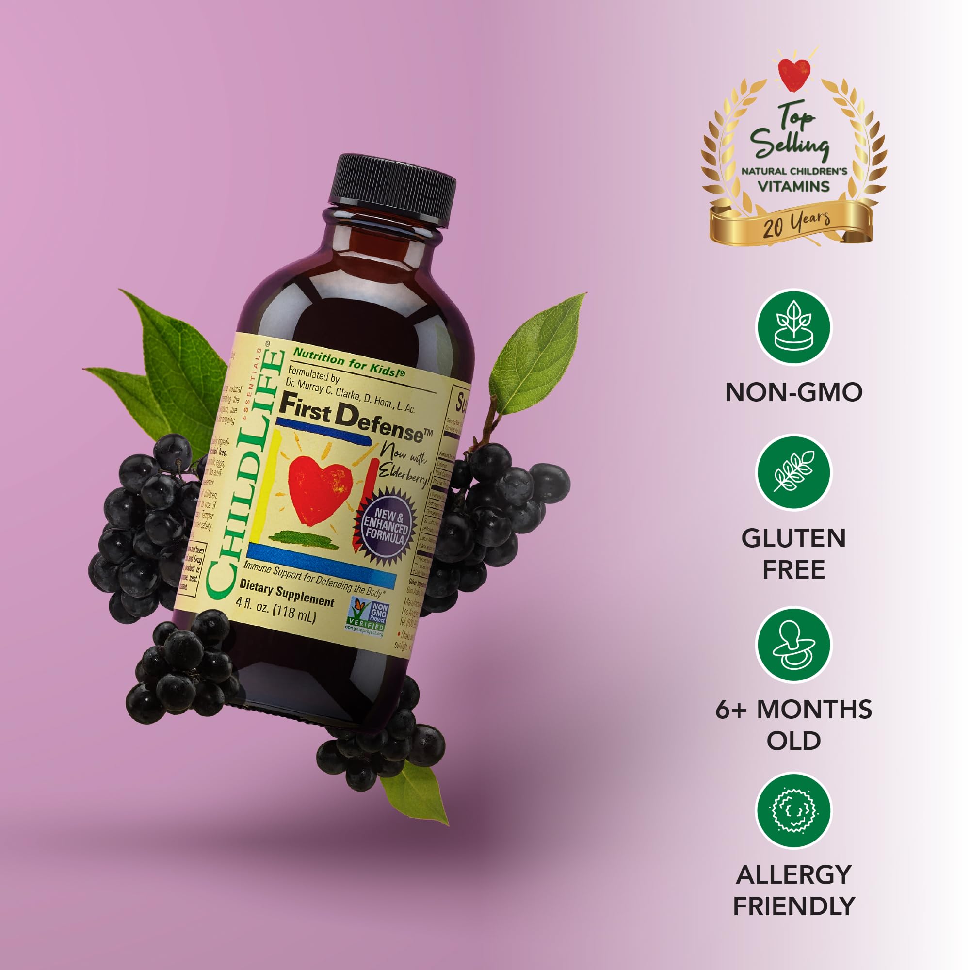 CHILDLIFE ESSENTIALS First Defense – feuille d’olivier, extrait végétal dans une formule adaptée.