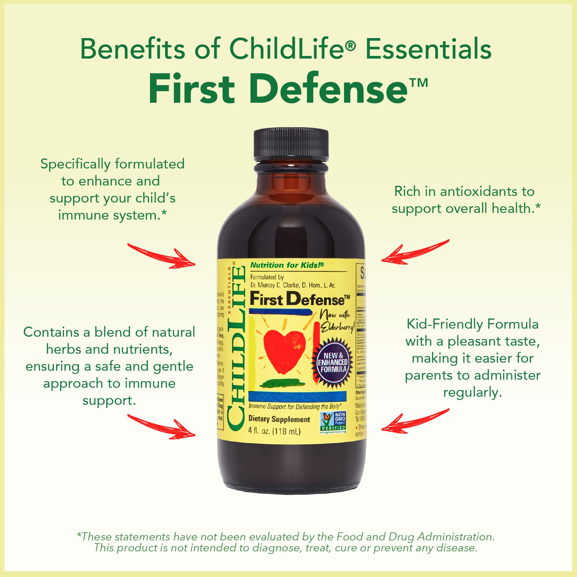 CHILDLIFE ESSENTIALS First Defense – millepertuis, herbe réconfortante dans le sirop.