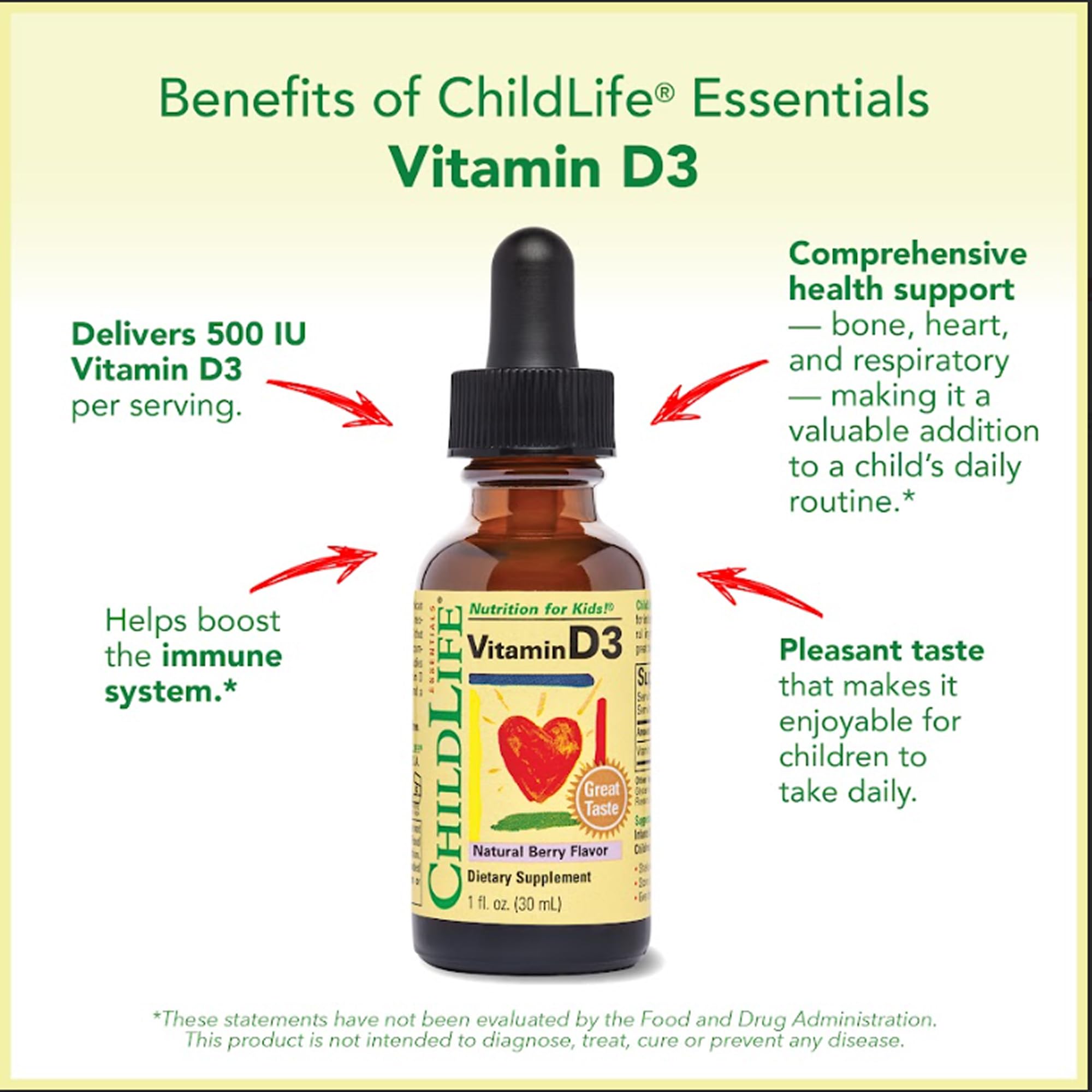 CHILDLIFE ESSENTIALS D3 gouttes approuvées par pédiatre, qualité premium