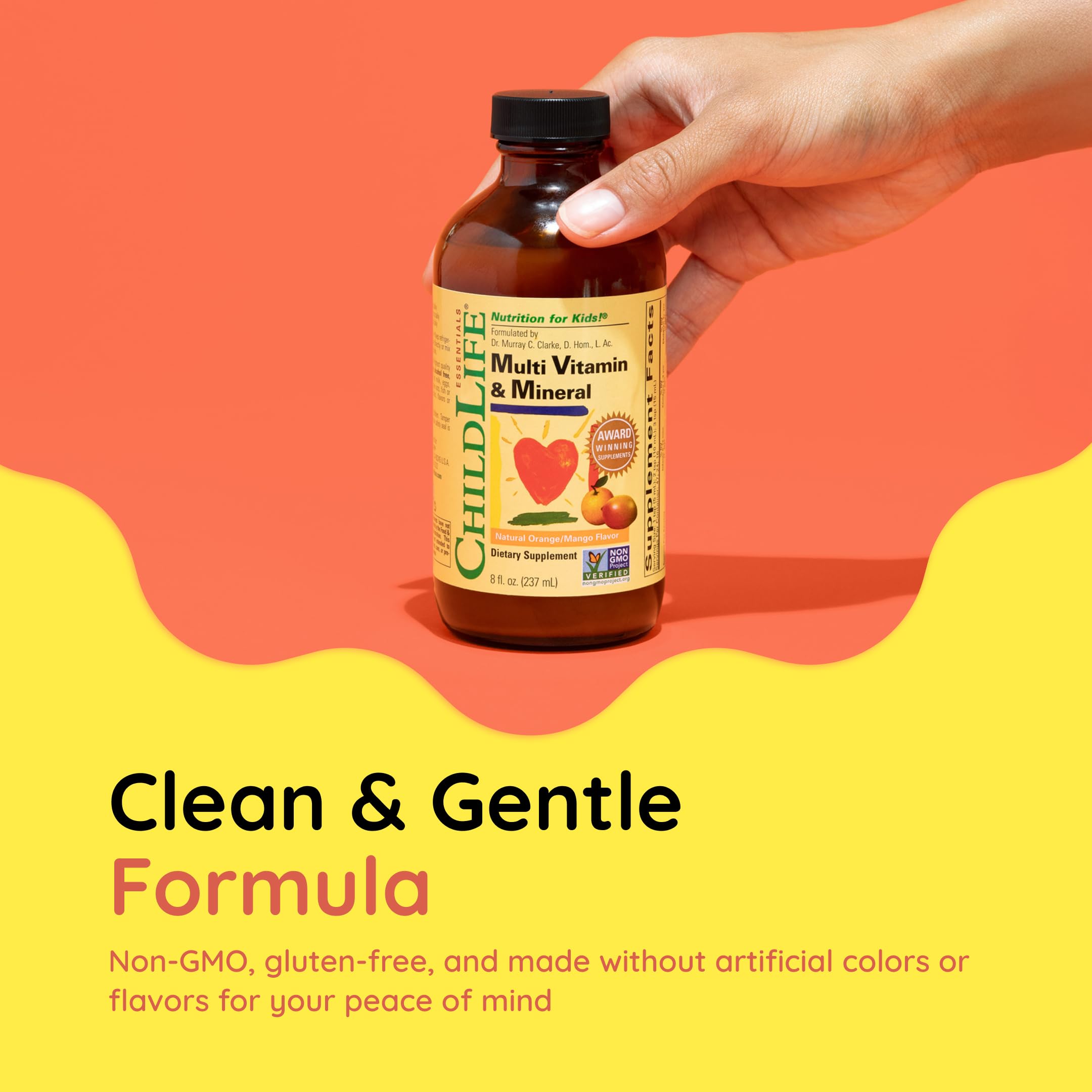 CHILDLIFE Essentials, forme liquide, goût orange-mangue apprécié par les enfants.