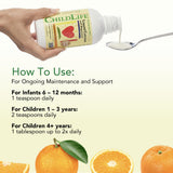 CHILDLIFE ESSENTIALS Nutriments clés calcium, zinc, vitamine D3.