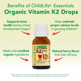 Gouttes K2 sans colorants CHILDLIFE Essentials, arôme naturel