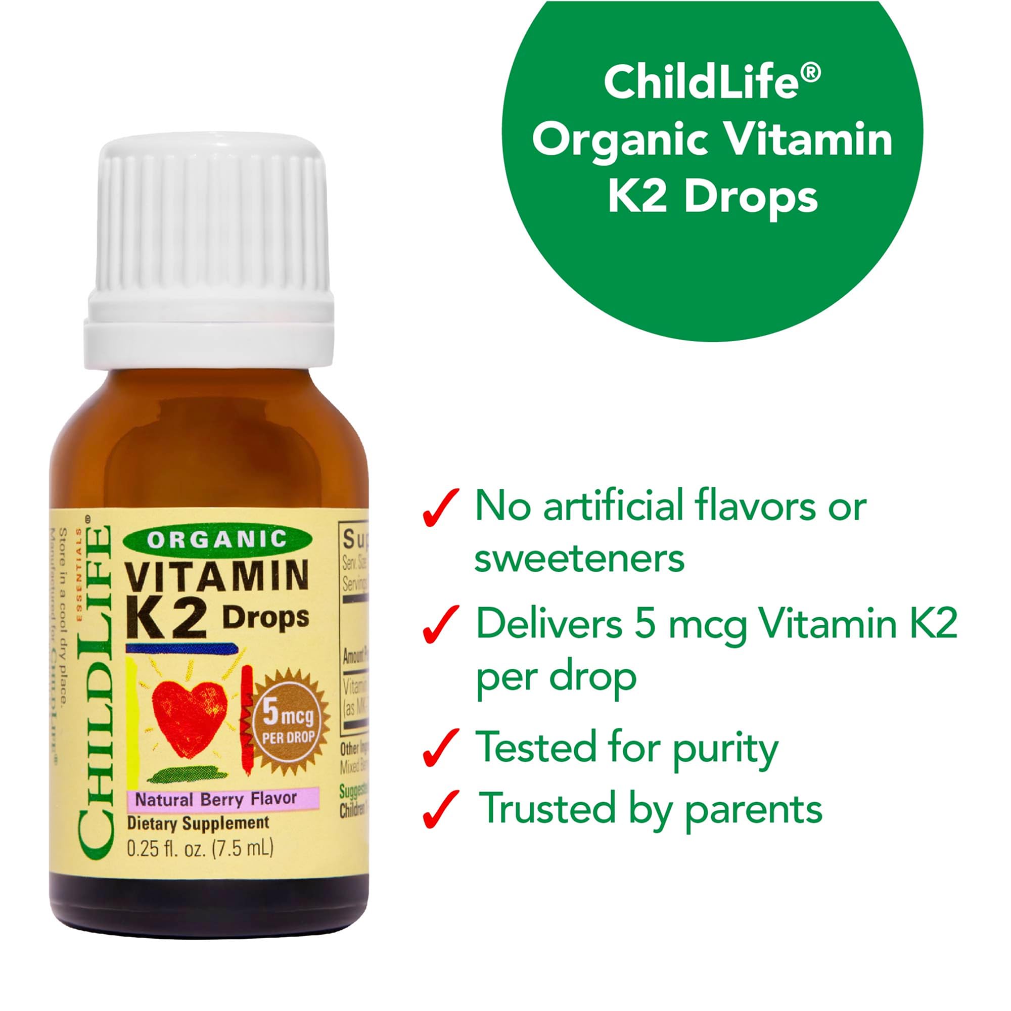 Saveur framboise CHILDLIFE Essentials K2, goût agréable