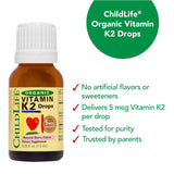 Saveur framboise CHILDLIFE Essentials K2, goût agréable