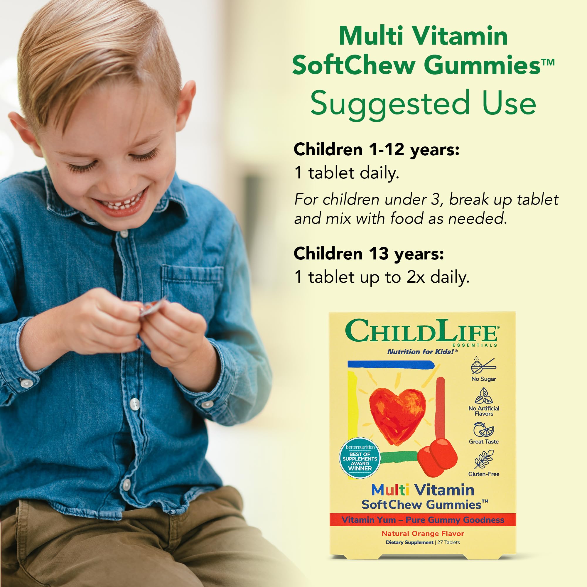 CHILDLIFE ESSENTIALS soutien nutritionnel quotidien grâce à des vitamines et minéraux.