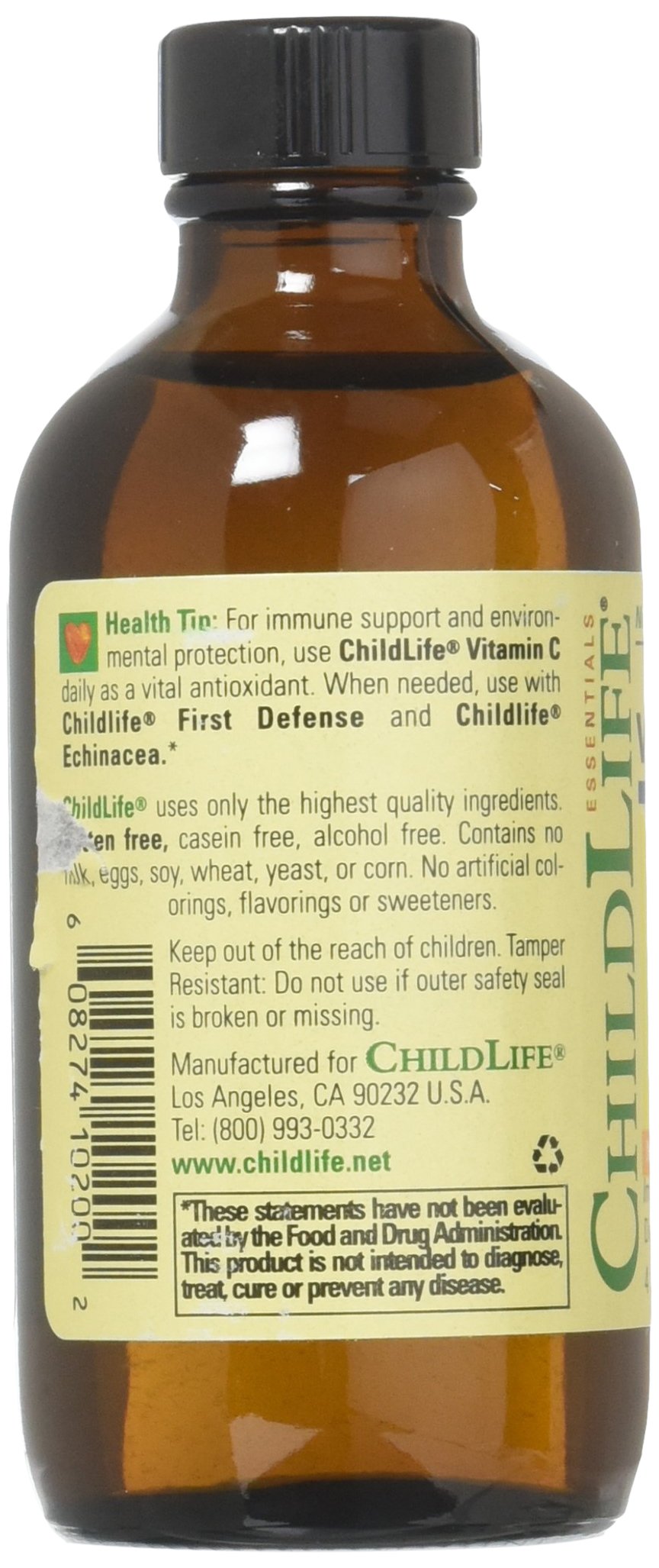 CHILDLIFE ESSENTIALS Vitamine C liquide, flacon enfant avec dosage adapté.