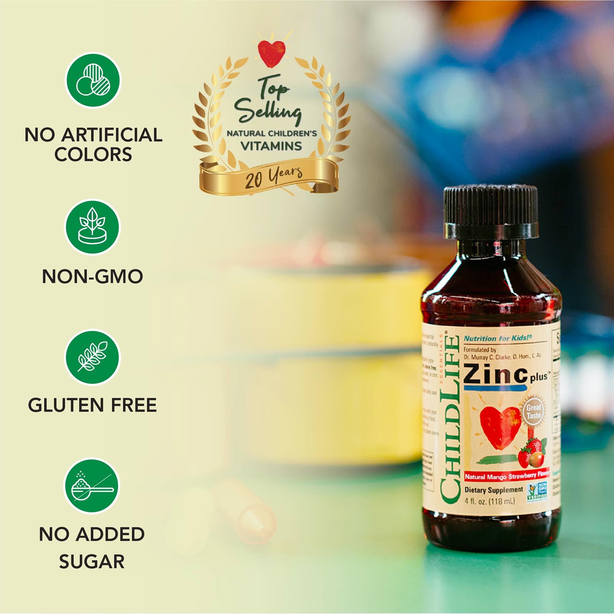 CHILDLIFE ESSENTIALS Zinc Plus, goût mango fraise apprécié par les enfants