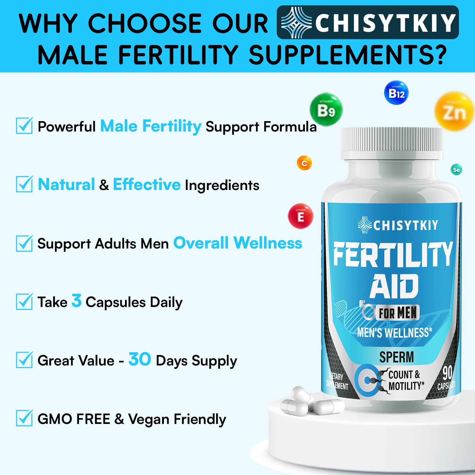 Chisytkiy formule 16 en 1, ingrédients synergiques pour la fertilité masculine.