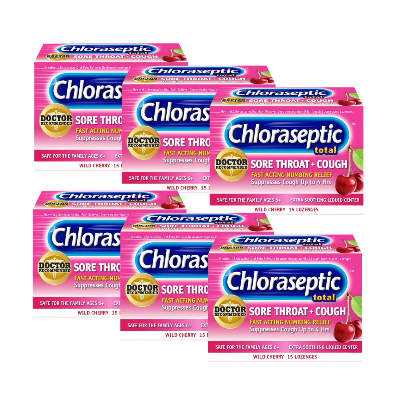 Chloraseptic boîtes de bonbons gorge cerise sauvage pour relief rapide.