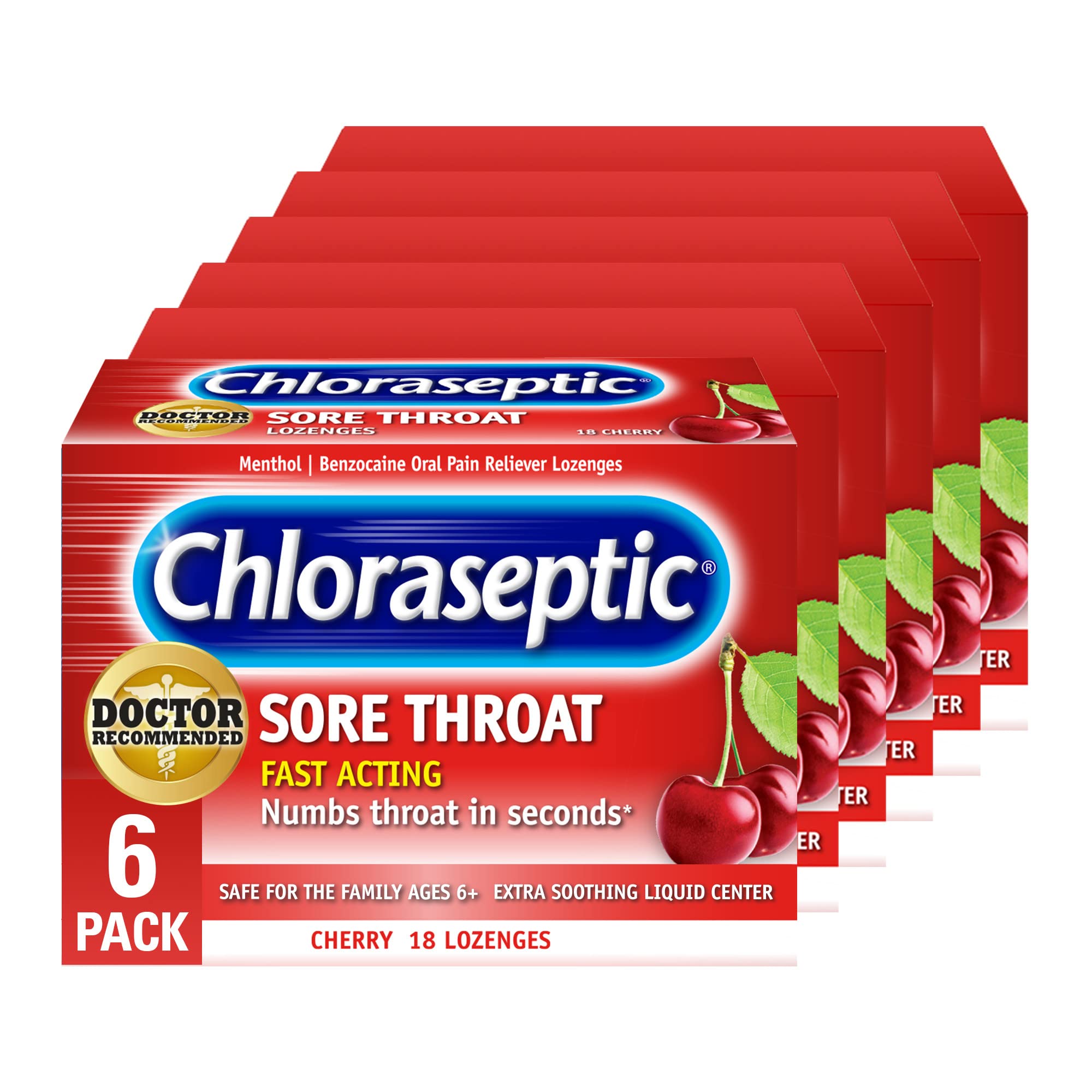 Pastilles Chloraseptic cerise, soulagement rapide pour gorge sensible.