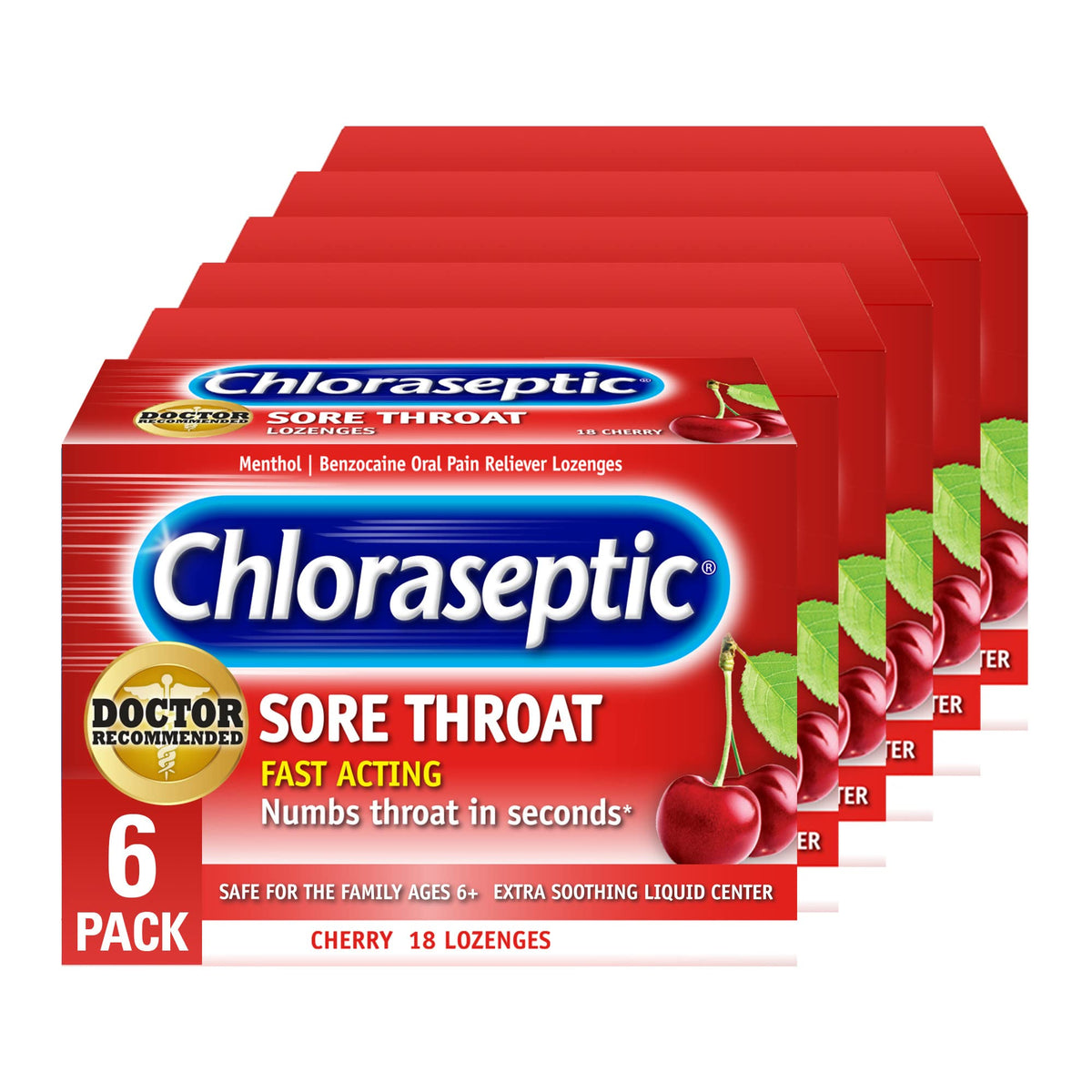 Pastilles Chloraseptic cerise, soulagement rapide pour gorge sensible.