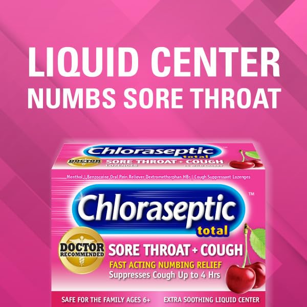 Détail du centre liquide des pastilles Chloraseptic apporte apaisement.