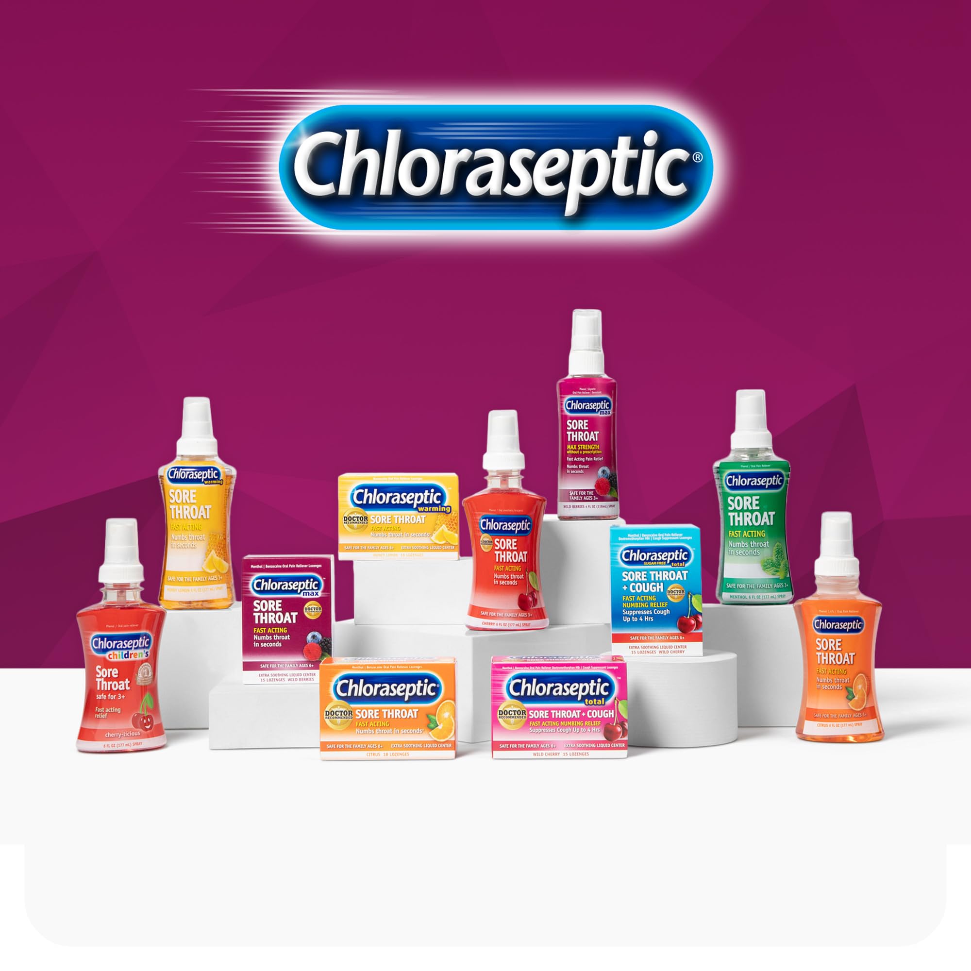 Chloraseptic pulvérisateur gorge, usage rapide et discret.
