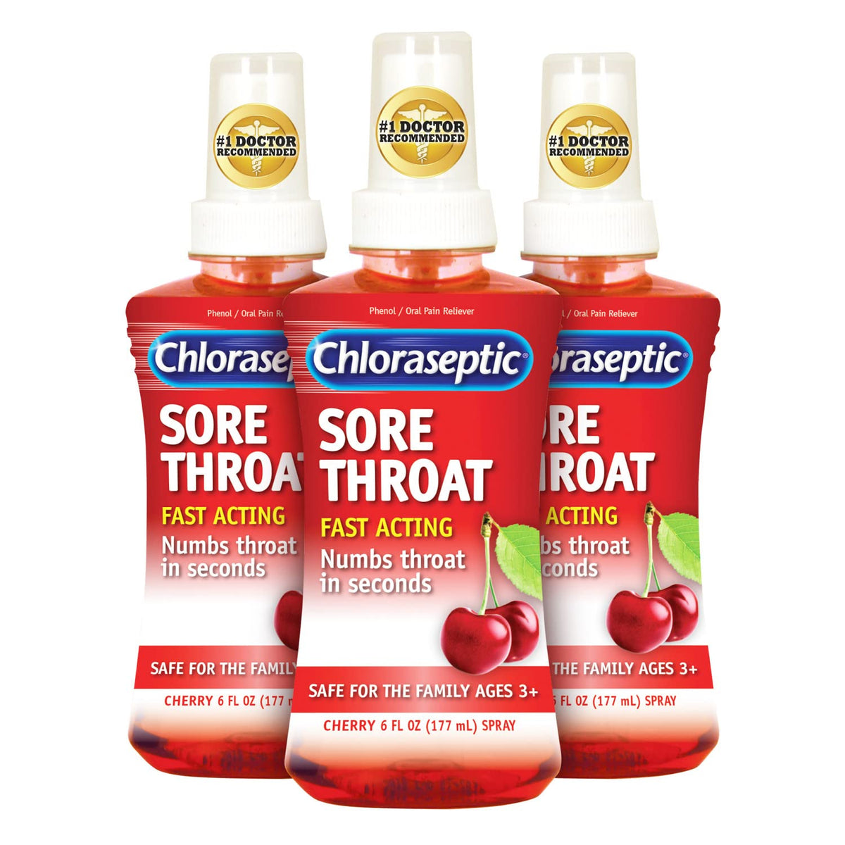 Chloraseptic Sore Throat Spray cerise, bouteille 6 oz, soulagement potentiel du mal de gorge.