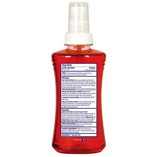 Chloraseptic Sore Throat Spray cerise, emballage Pack3, pratique en déplacement.