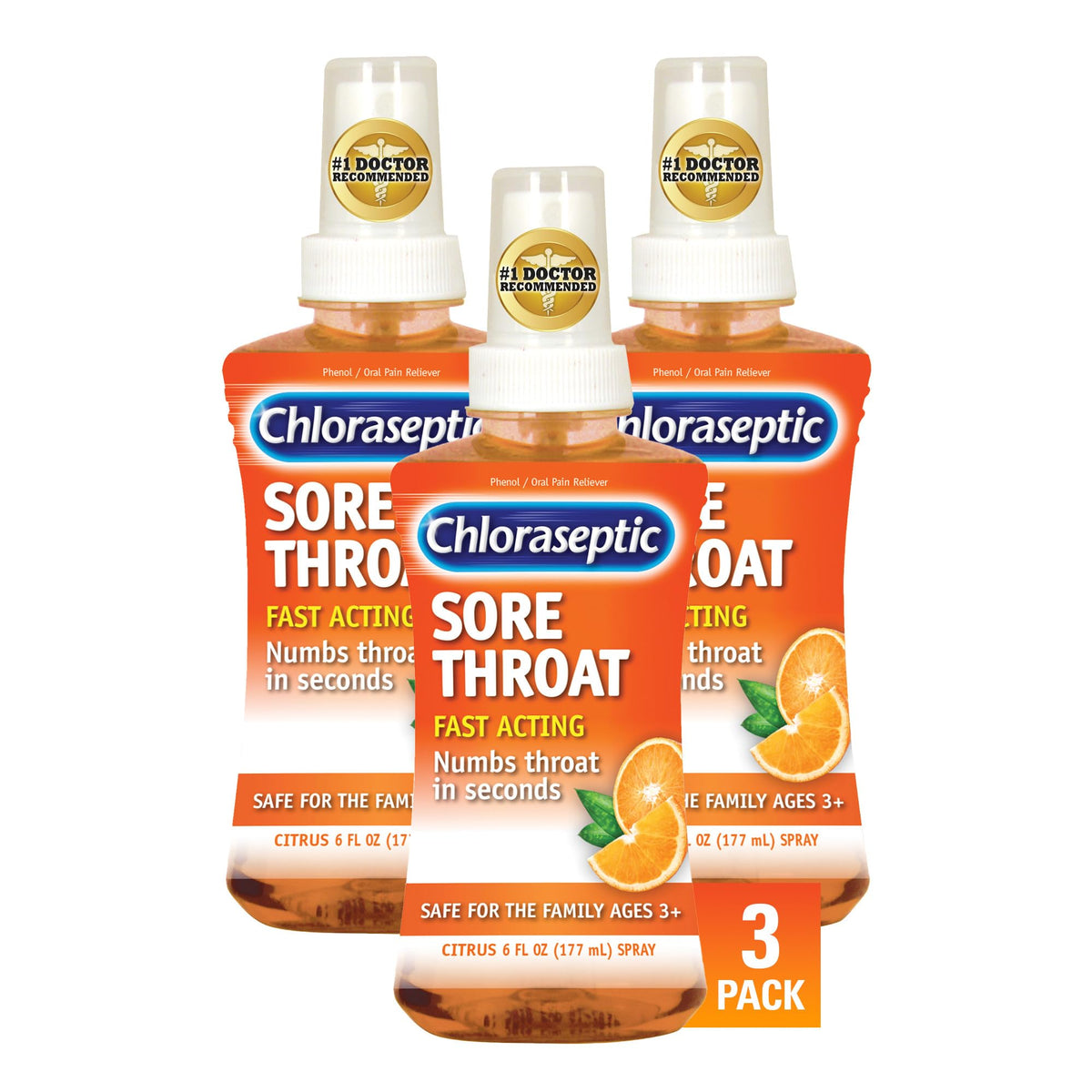 Chloraseptic spray gorge citron, soulagement rapide du mal de gorge