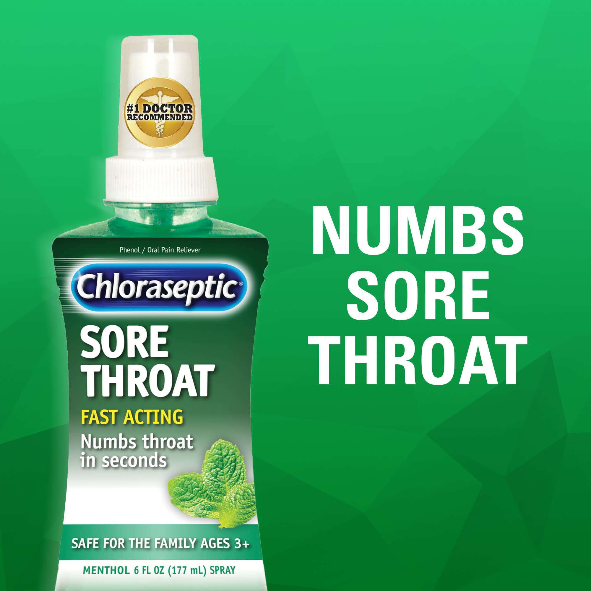 Application sur l’arrière gorge avec Chloraseptic Menthol.