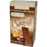 Barre ChocoRite chocolat au lait sans sucre, goût riche et collation pauvre en calories.