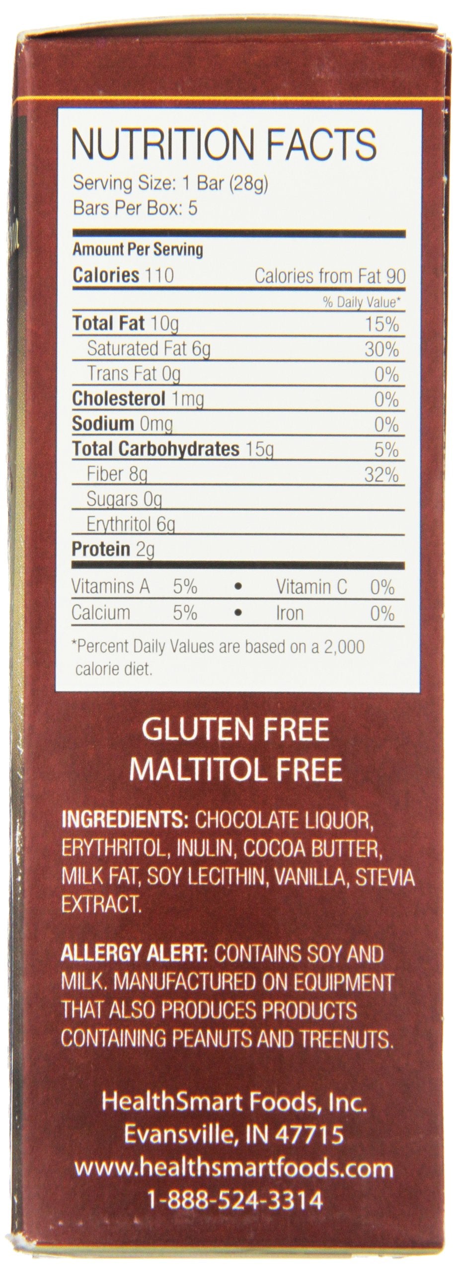 Barre ChocoRite chocolat noir 5oz sans maltitol: plaisir sans ballonnements potentiels.