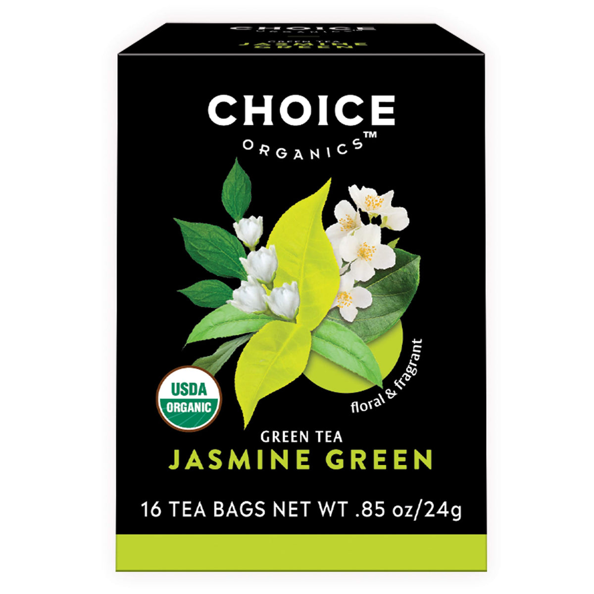 Choice Organic Teas Jasmine Green Tea – boîte et sachets, infusion aromatique prête à l'emploi
