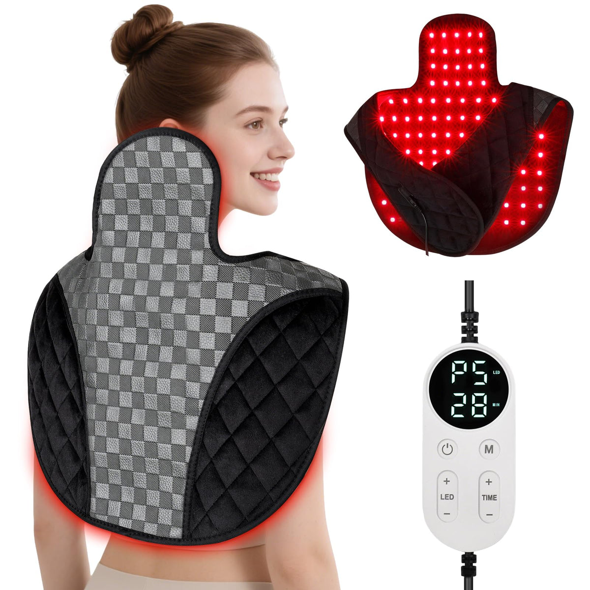 Cholas bandeau lumière rouge sur l'épaule pour une relaxation ciblée.