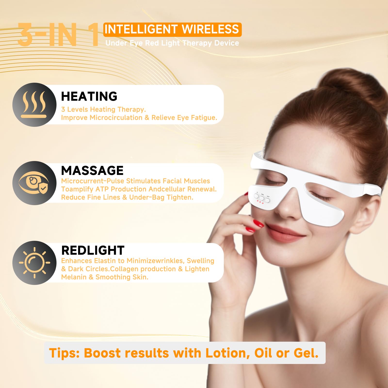 Massage oculaire Choufaly avec microcourant 3D, soulage la fatigue oculaire.