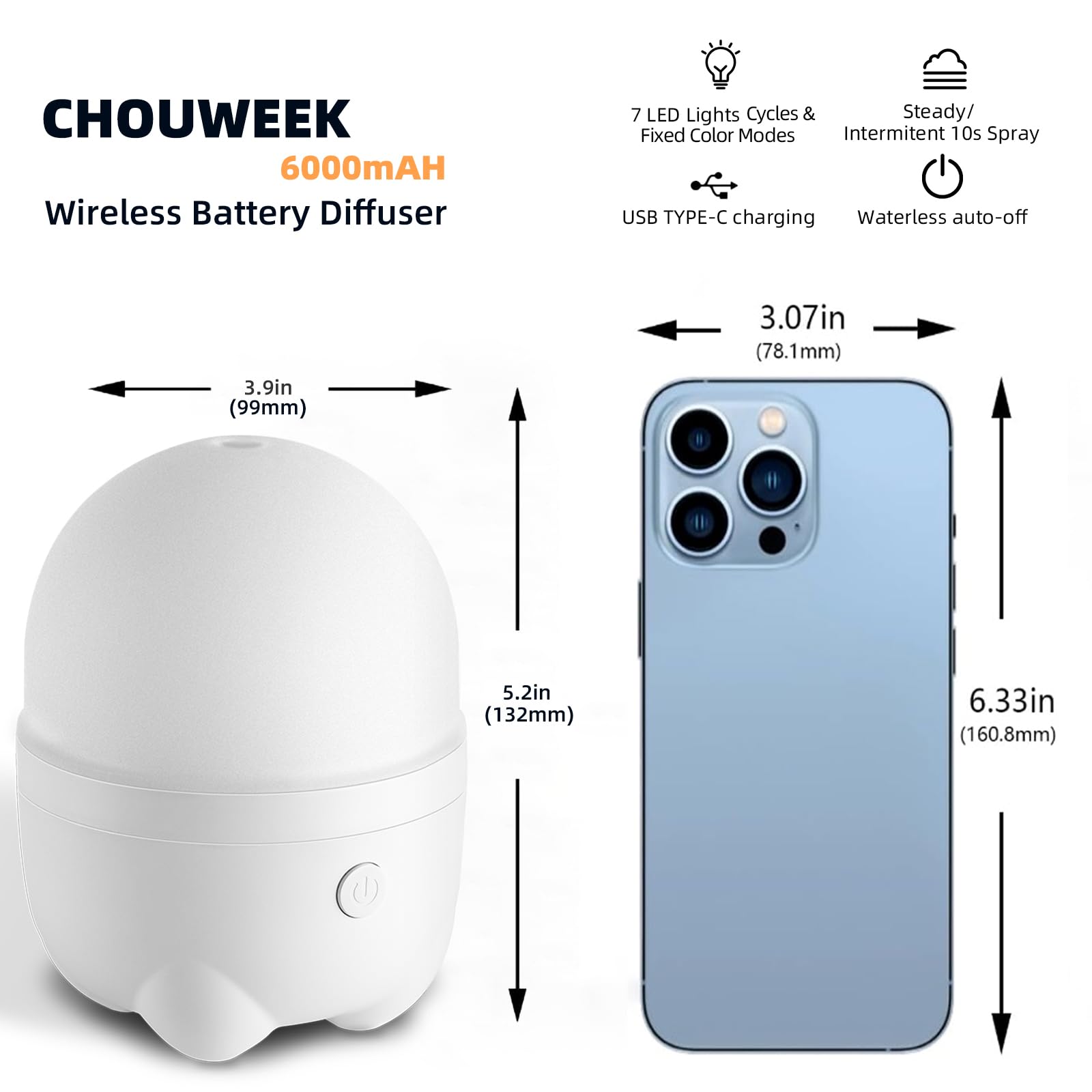 Diffuseur CHOUWEEK avec veilleuse couleur pour ambiance nocturne.