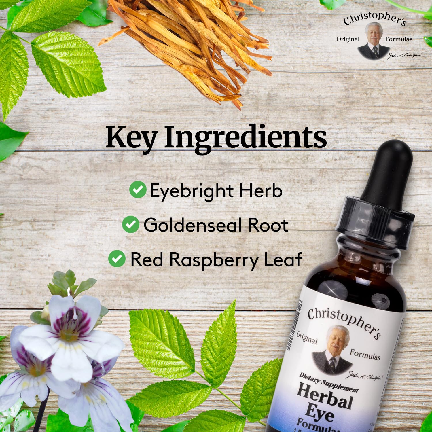 Eyebright de Christopher's Original Formulas, flacon compact pour emporter lors de déplacements.