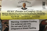 Poudre BF&C de Christopher's Original Formulas – usage externe sur peau et tissus.