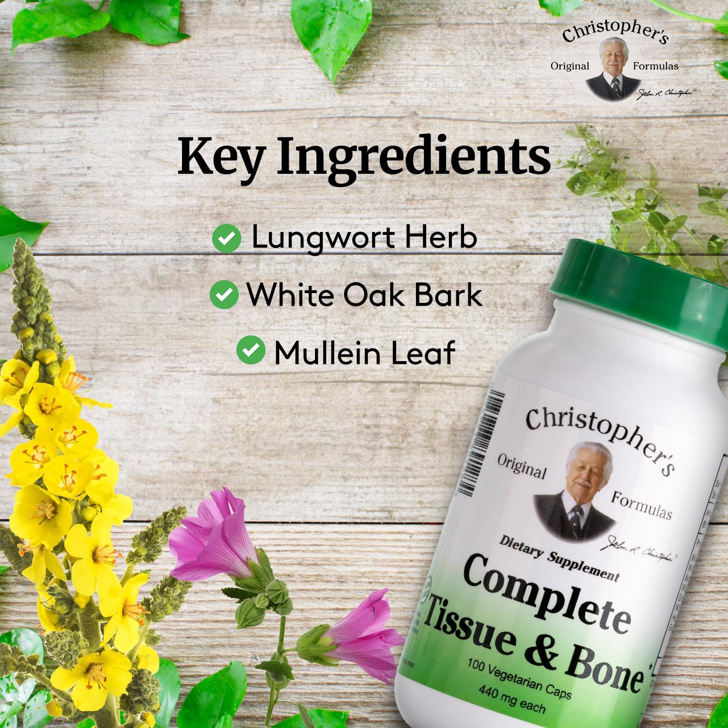 Écorce-chêne-blanc et plantes utilisées dans la formule Christopher's Original Formulas.