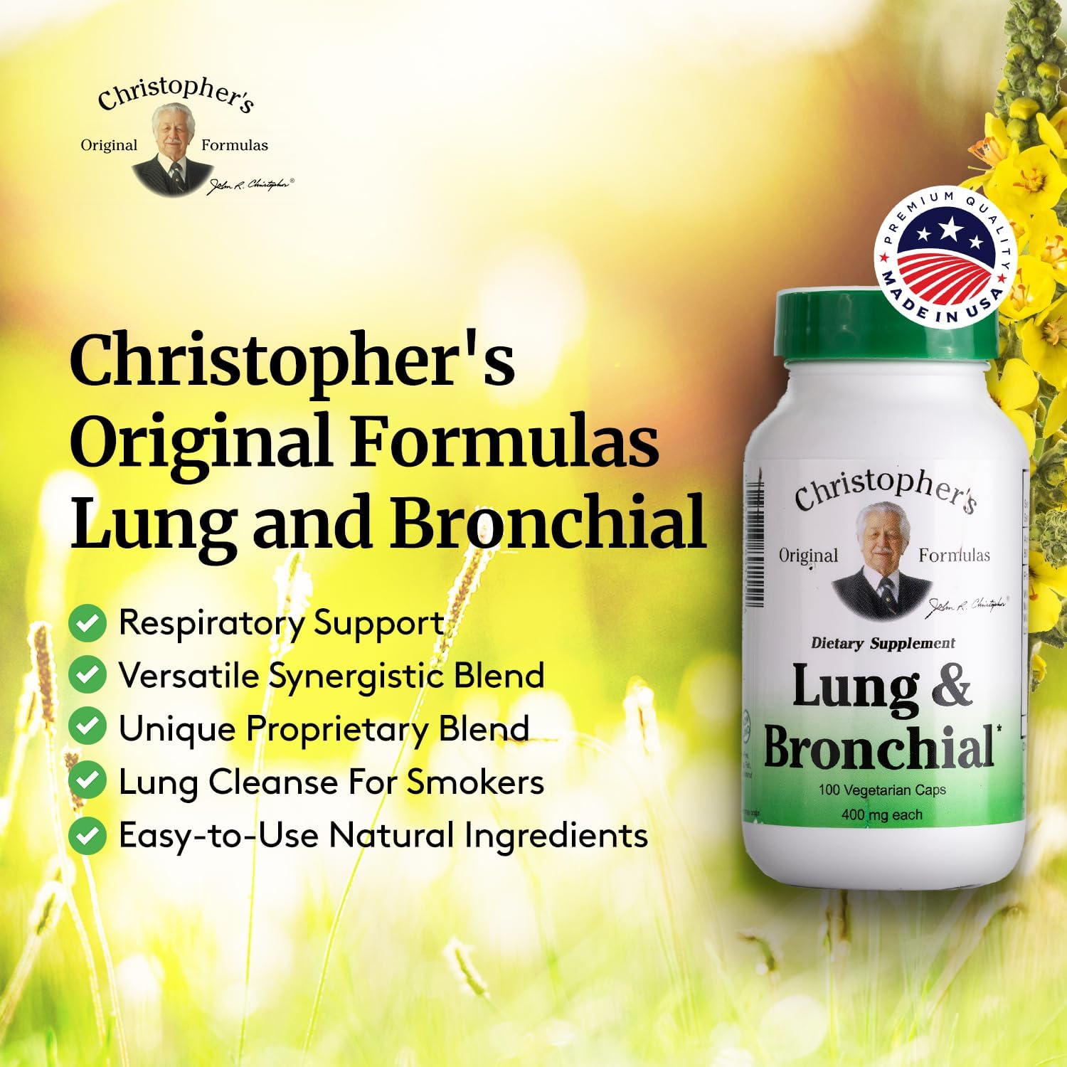 Christopher's Original Formulas, emballage et étiquette, produit de qualité fabriqué aux États-Unis.