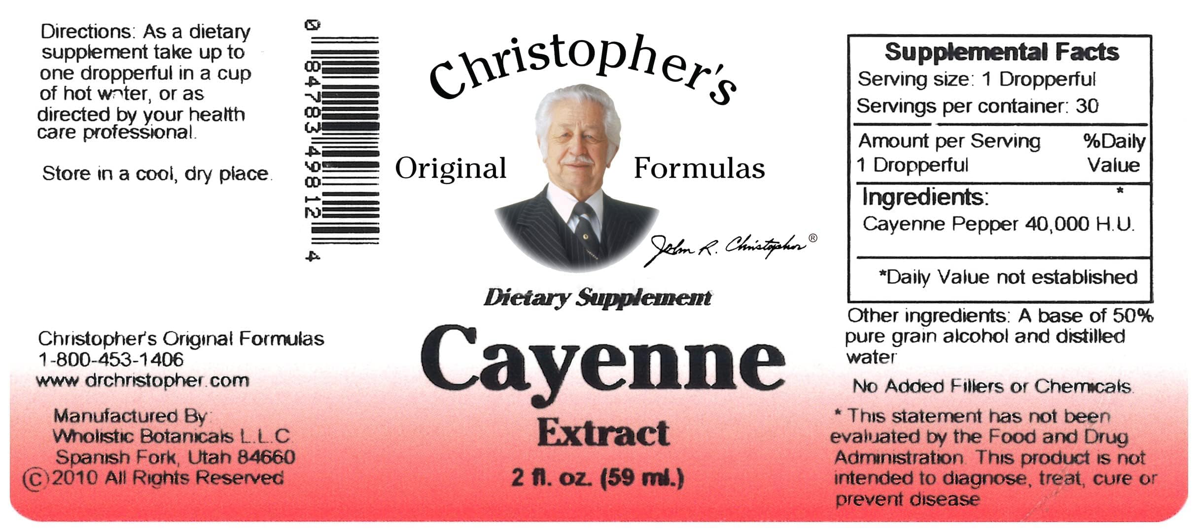 Verre d'eau avec extrait Cayenne Christopher's Original Formulas, intégration simple.