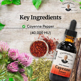 Étiquette Christopher's Original Formulas sur l'extrait de Cayenne, usage quotidien.