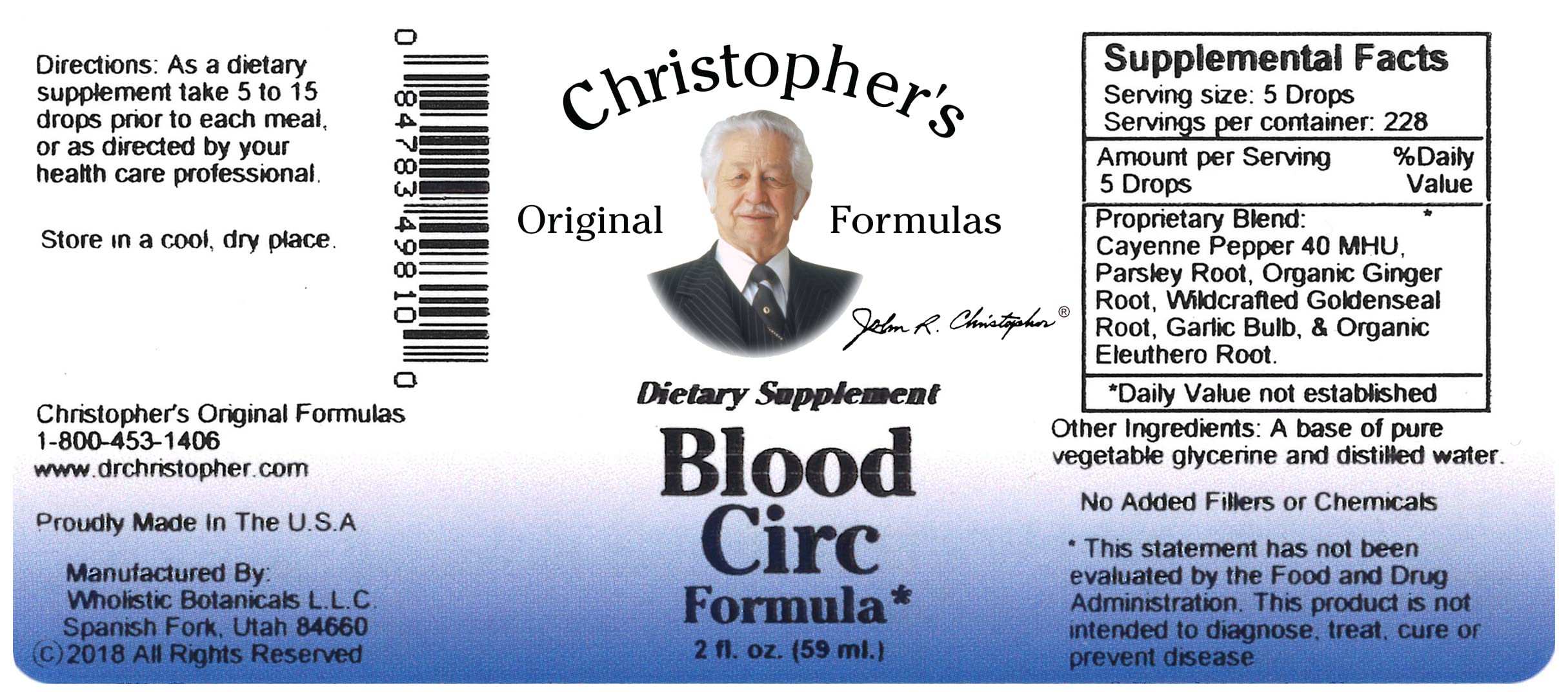 Christopher's Original Formulas Extrait Circulation Sanguine — regroupement d’herbes pour le soutien quotidien.
