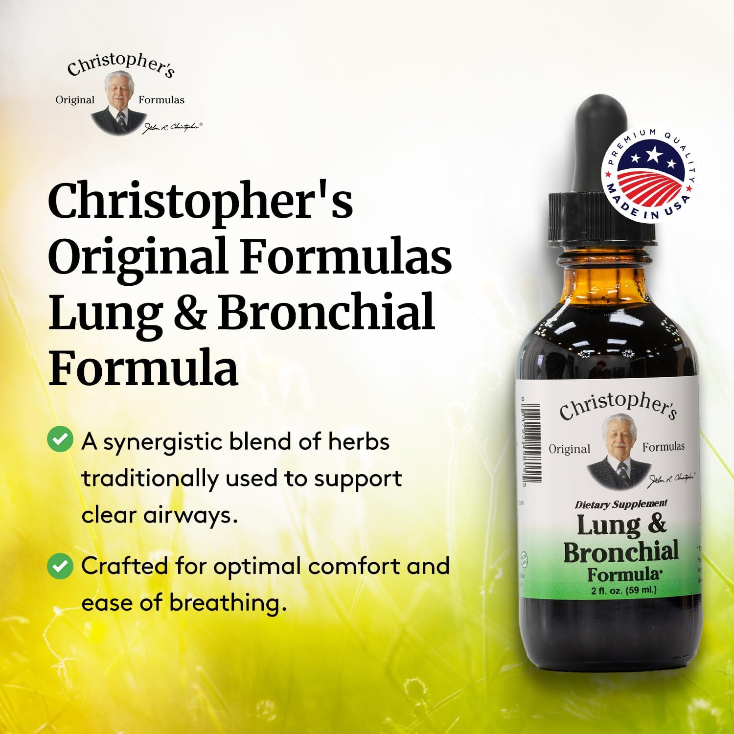 Christopher's Original Formulas Lung et Bronches — format portable pour voyages et utilisation nomade.