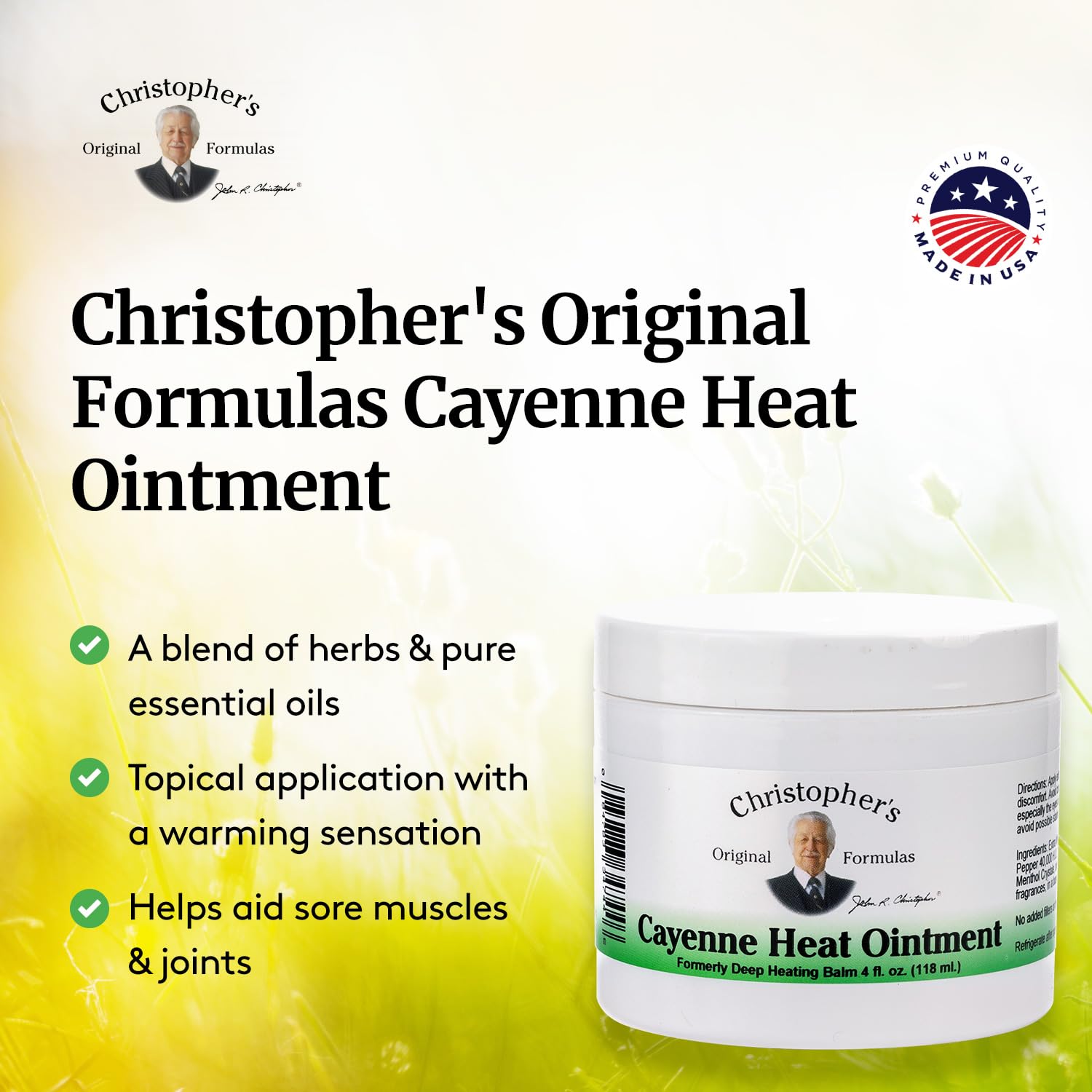 Application ciblée Christopher's Original Formulas Cayenne Heat Ointment sur articulation.