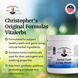 Pot de poudre dentaire herbale Christopher's Original Formulas pour conservation pratique.