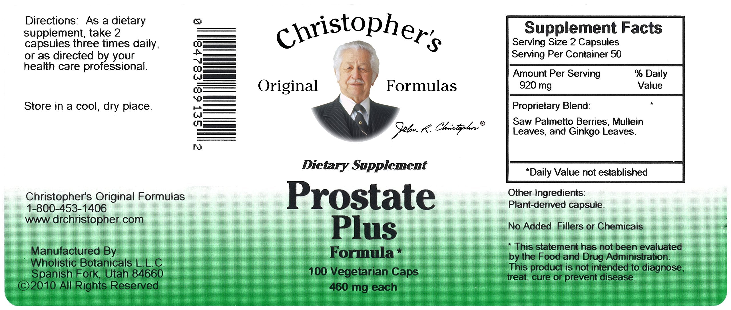 Christopher's Original Formulas Prostate Plus – liste d'ingrédients pour une routine saine