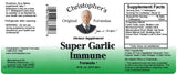 Étiquette du Sirop Immunitaire à l’Ail Super de Christopher's Original Formulas bien lisible