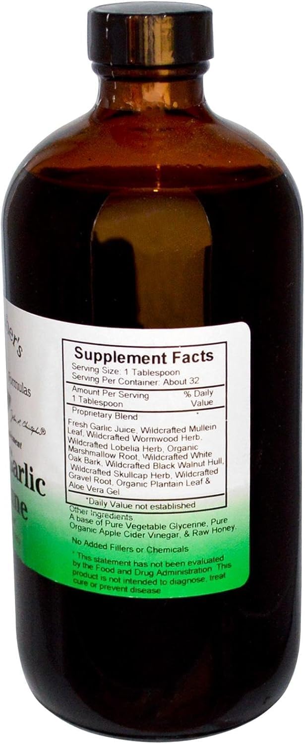 Goutte de sirop immunitaire à l’ail Super versant dans un bol, montrant le flux