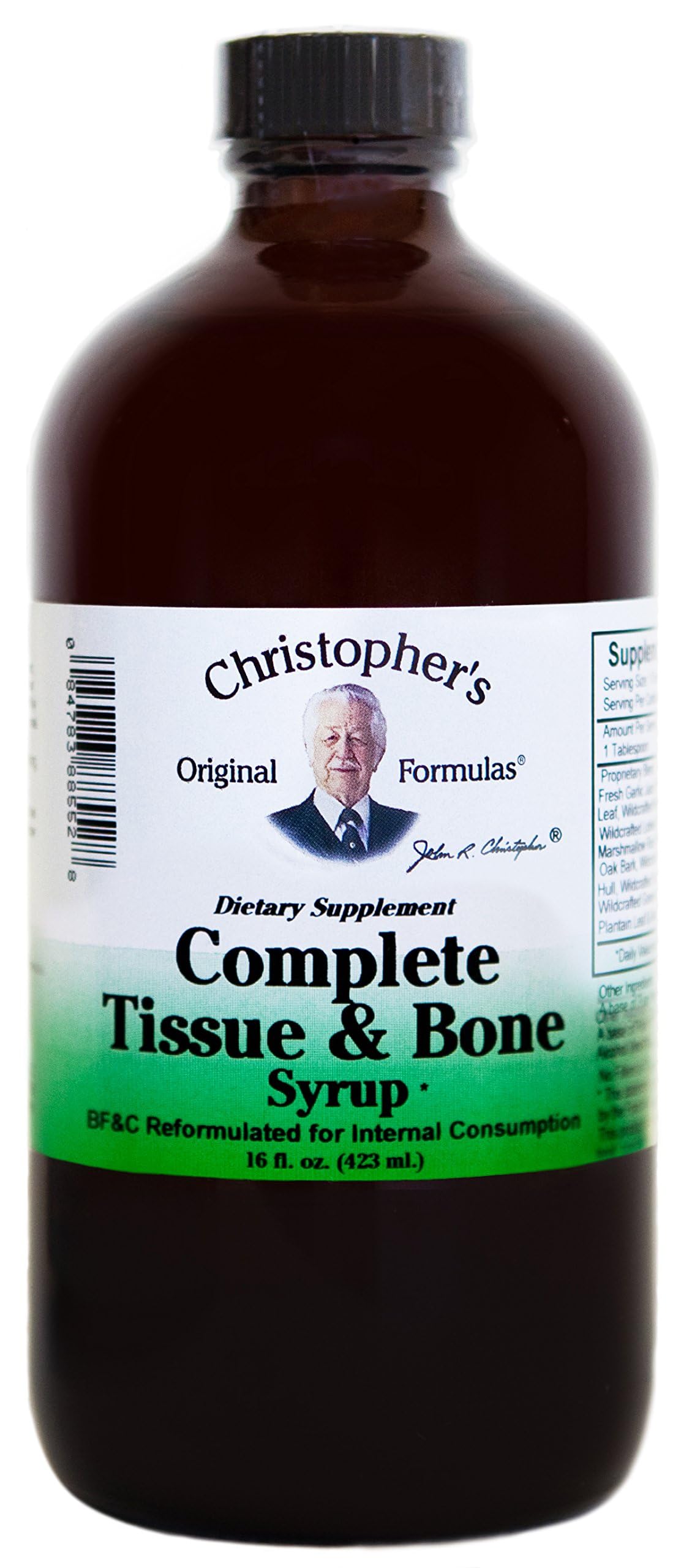 Christopher's Original Formulas Sirop Tissus et Os – bouteille, texture fluide utile en routine bien-être.