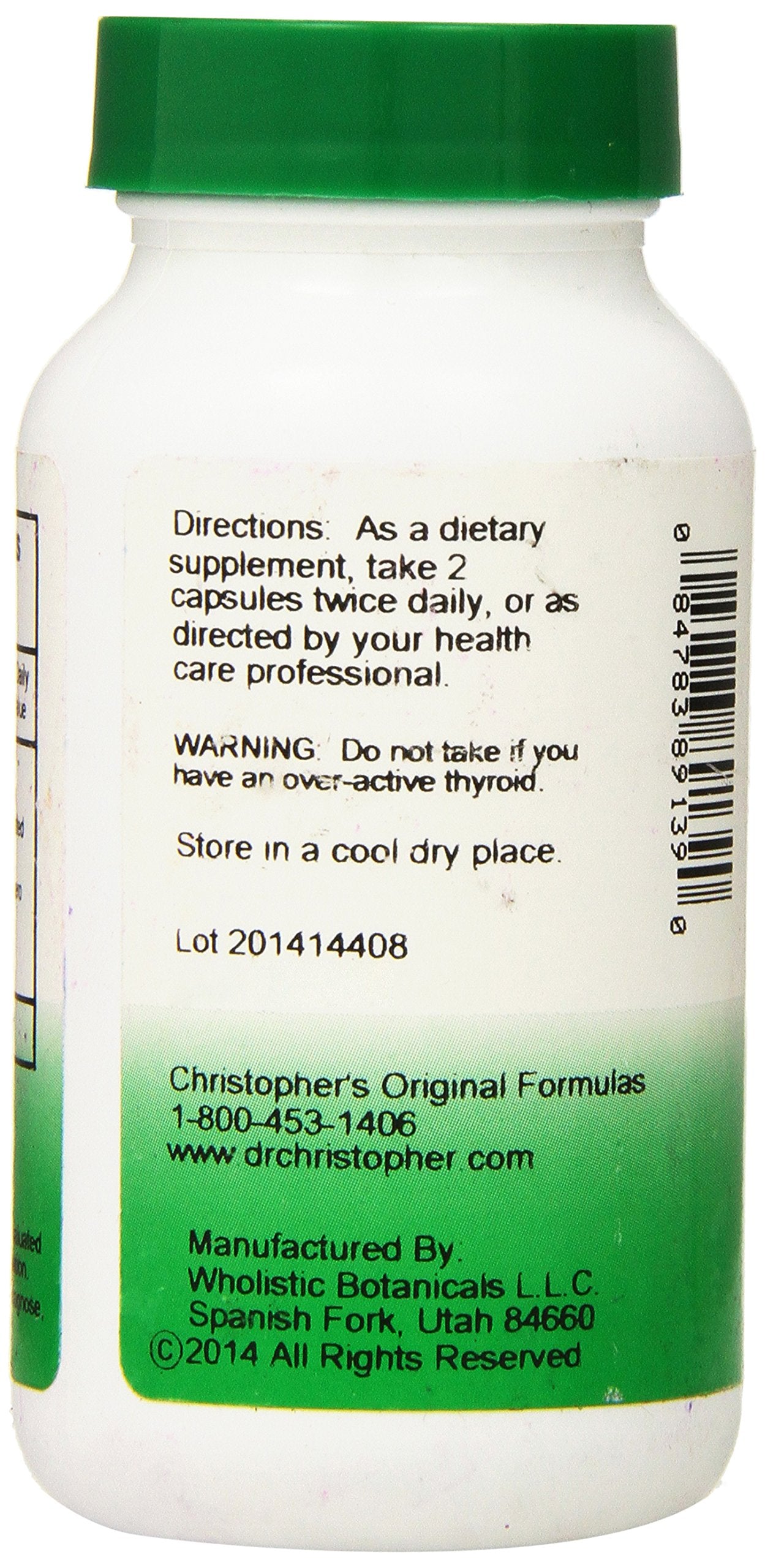 Capsules végétariennes Christopher's Original Formulas Thyroid faciles à intégrer.