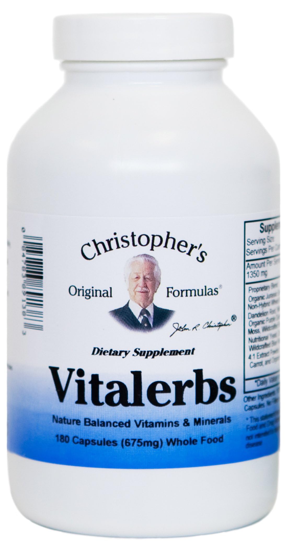 Bouteille Vitalerbs de Christopher's Original Formulas, présentation claire pour le quotidien.