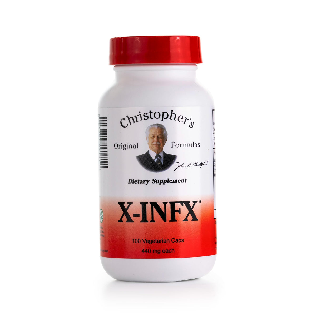 Christopher's X-INFX: bouteille avec étiquette naturelle, soutien immunitaire potentiel